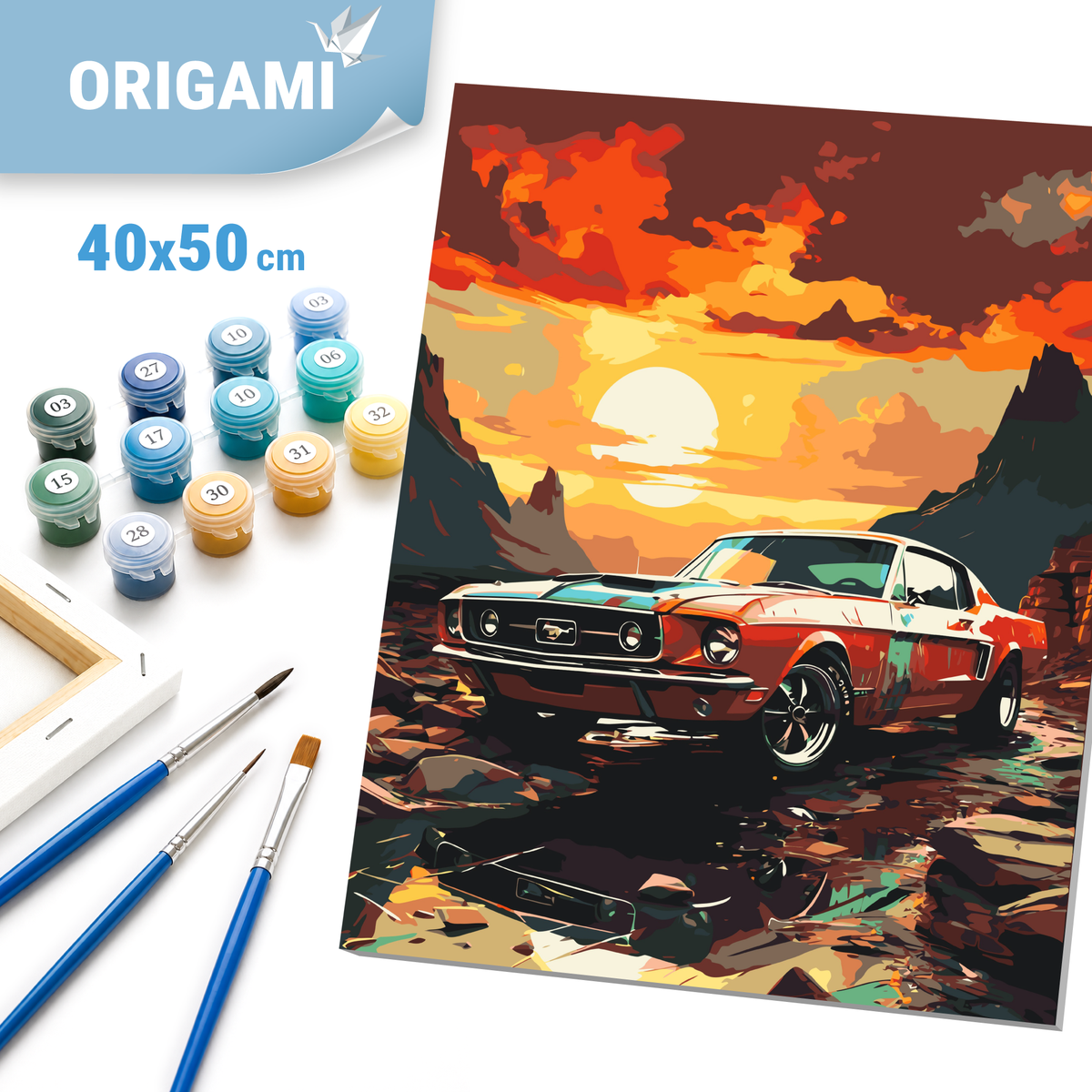 Maľovanie podľa čísel na ráme 40*50 cm - Mustang pri západe slnka - LW 3314