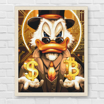 Maľovanie podľa čísel - Scrooge McDuck s metalickou farbou (zlatá) LW3320