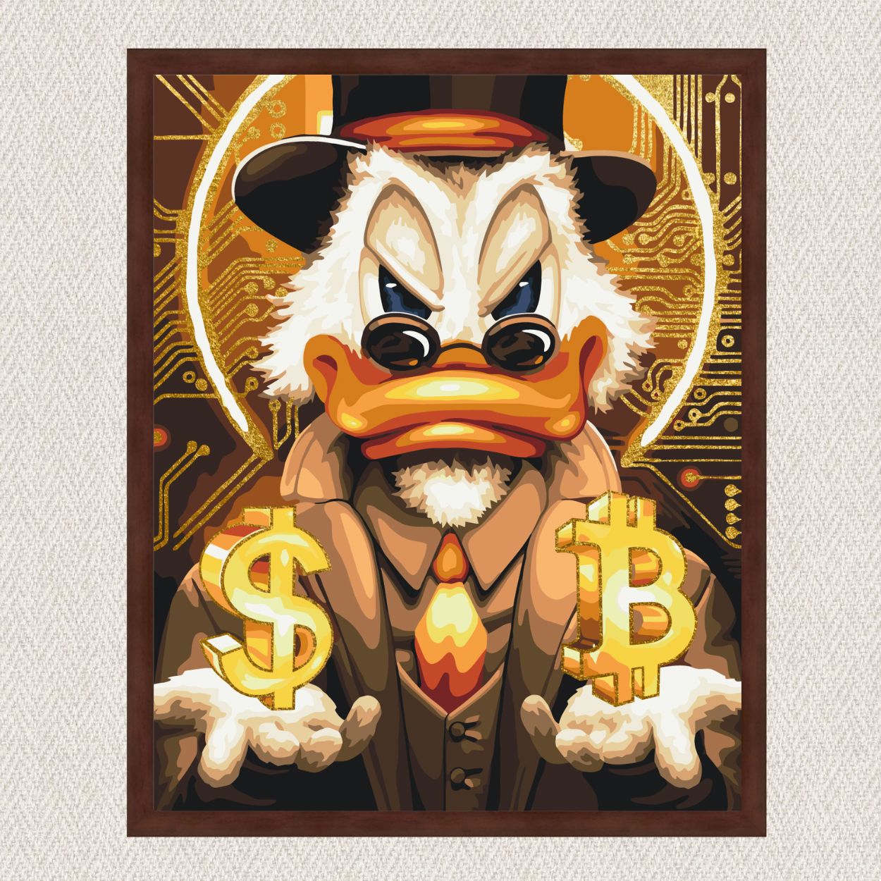 Maľovanie podľa čísel - Scrooge McDuck s metalickou farbou (zlatá) LW3320