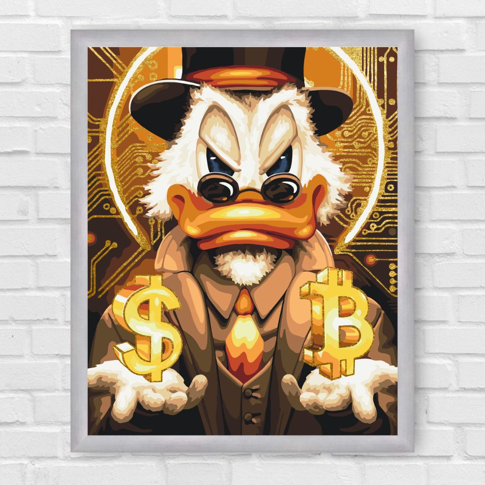 Maľovanie podľa čísel - Scrooge McDuck s metalickou farbou (zlatá) LW3320