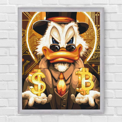 Maľovanie podľa čísel - Scrooge McDuck s metalickou farbou (zlatá) LW3320