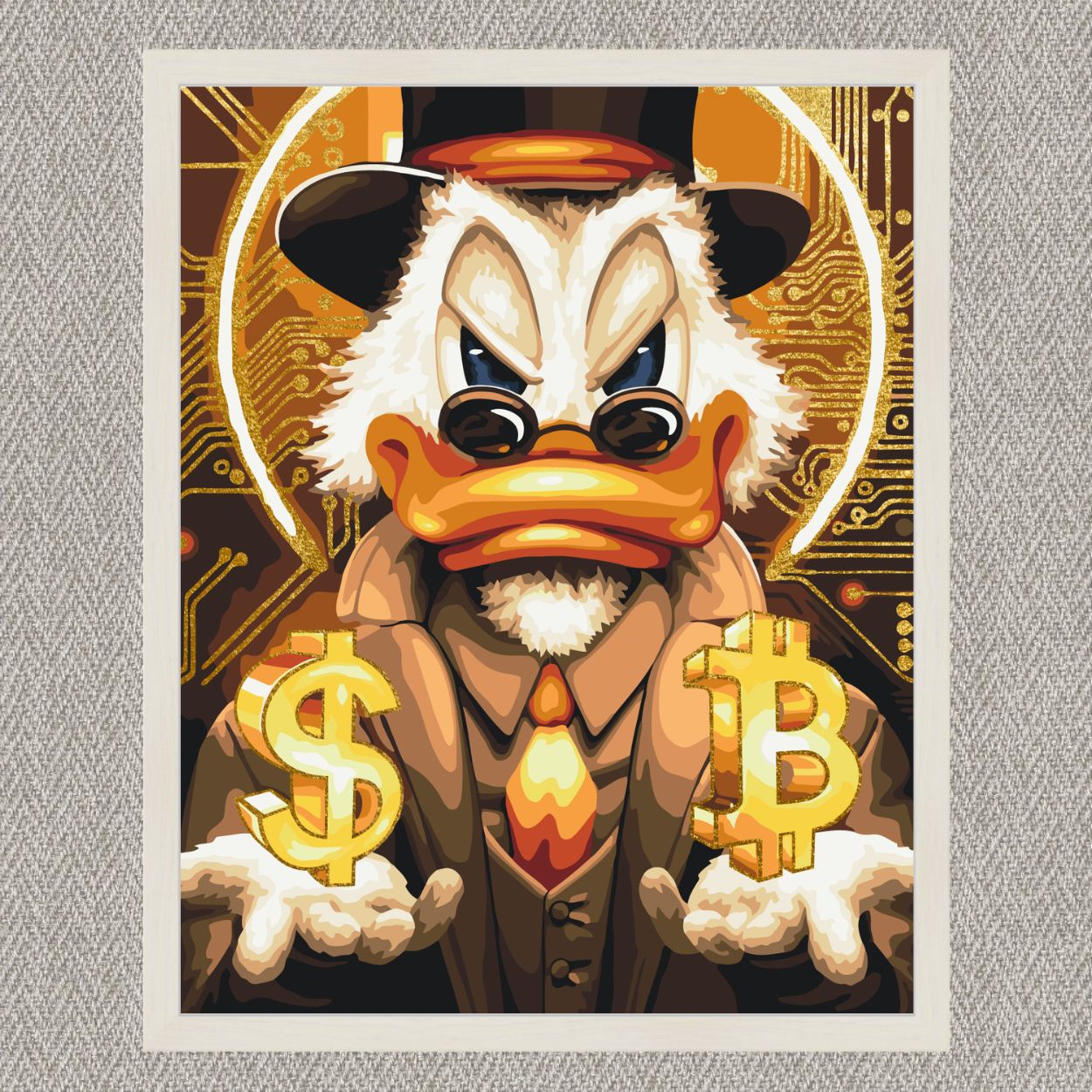 Maľovanie podľa čísel - Scrooge McDuck s metalickou farbou (zlatá) LW3320