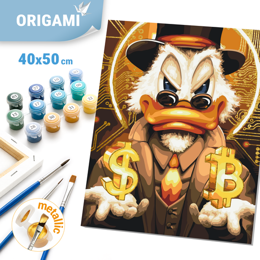 Maľovanie podľa čísel na ráme 40*50 cm - Strýko Držgroš s metalickými farbami (zlato). Filmoví hrdinovia - LW 3320
