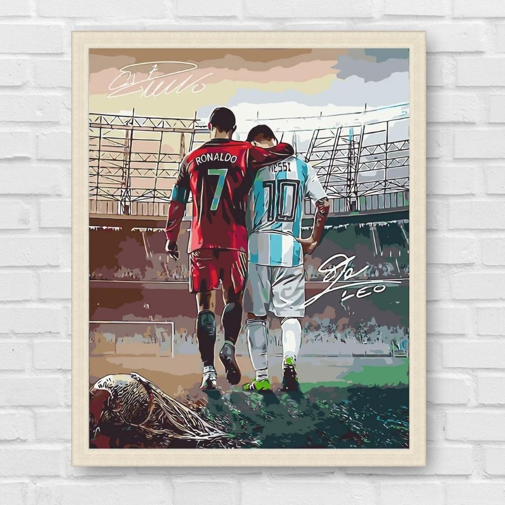 Maľovanie podľa čísel - Futbal. Dve legendy: Ronaldo a Messi LW3322