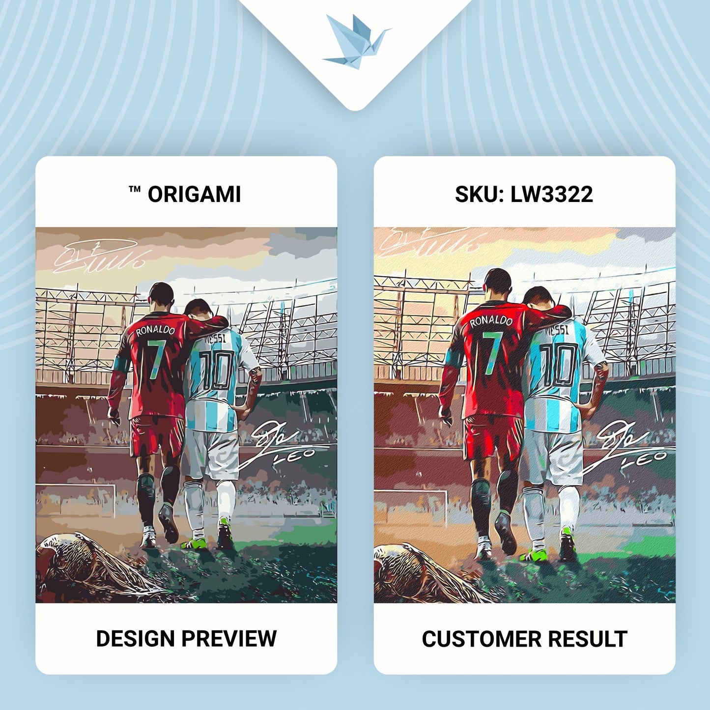 Maľovanie podľa čísel – Futbal. Dve legendy: Ronaldo a Messi 40*50 cm LW 3322