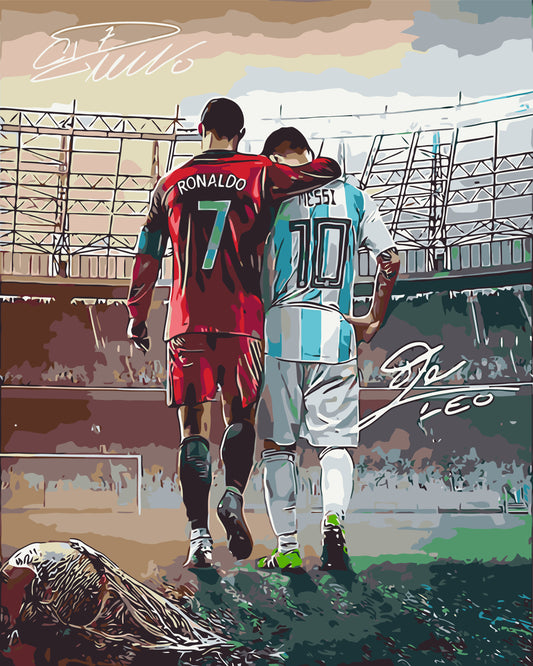 Maľovanie podľa čísel - Futbal. Dve legendy: Ronaldo a Messi LW3322