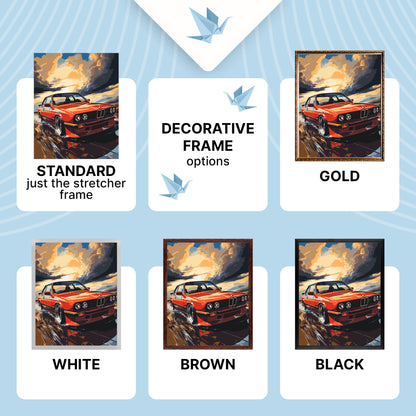 Maľovanie podľa čísel na ráme 40*50 cm – Krajinka. Auto BMW E34 - LW 3324