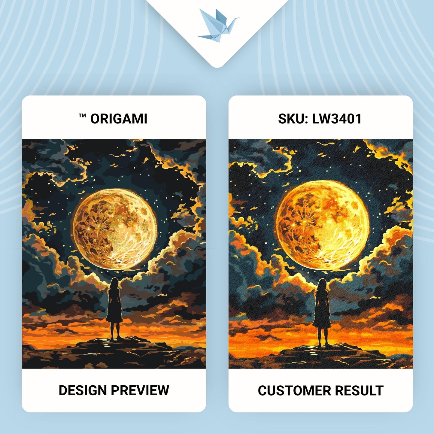 Maľovanie podľa čísel Ľudia. Dievča pod Mesiacom. Vesmír (s metalickými farbami) 40*50 cm LW 3401