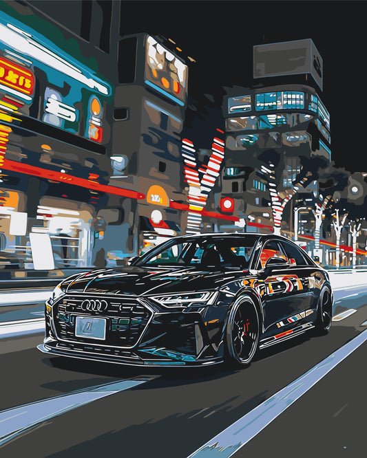 Maľovanie podľa čísel Autá. Čierna Audi 40*50 cm LW 3402