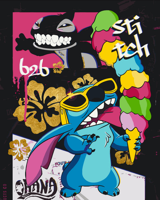 Maľovanie podľa čísel Filmoví hrdinovia. Stitch s metalickými farbami 40*50 cm LW 3423