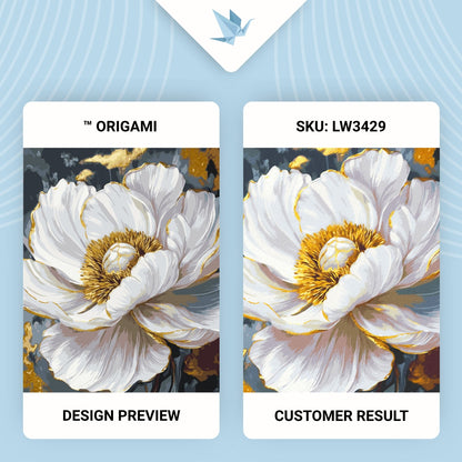 Maľovanie podľa čísel Kvety. Bielá pivónia s metalickými farbami 40*50 cm LW 3429