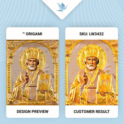 Maľovanie podľa čísel Náboženstvo. Svätý Mikuláš s metalickými farbami 40*50 cm LW 3432