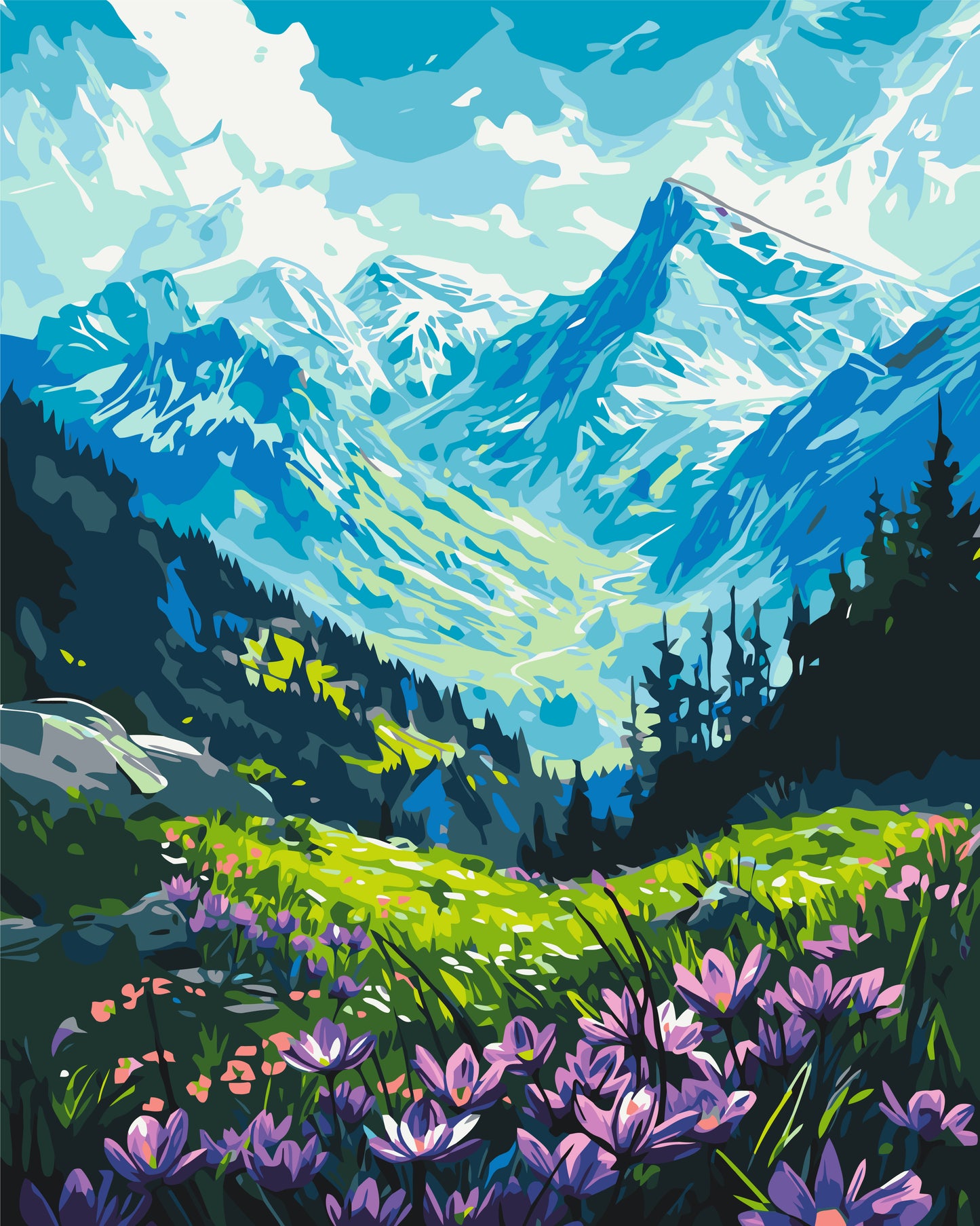 Maľovanie podľa čísel krajinka – Pod horami 40*50 cm LW 3436