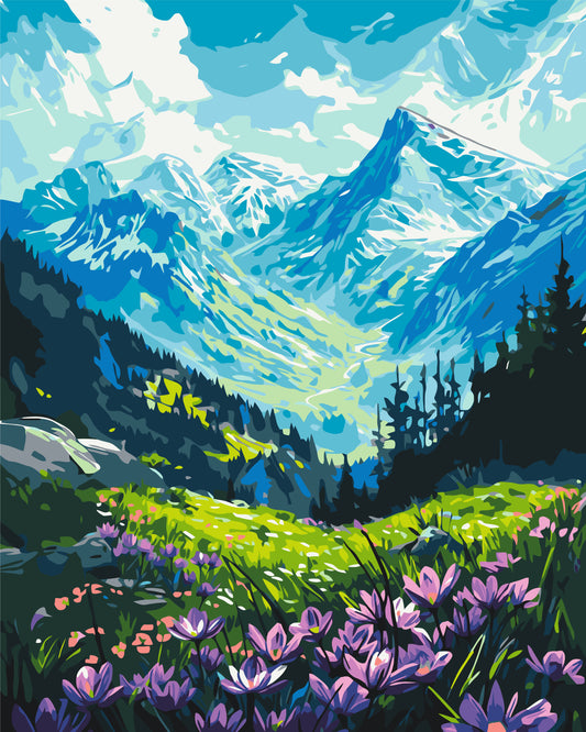 Maľovanie podľa čísel krajinka – Pod horami 40*50 cm LW 3436