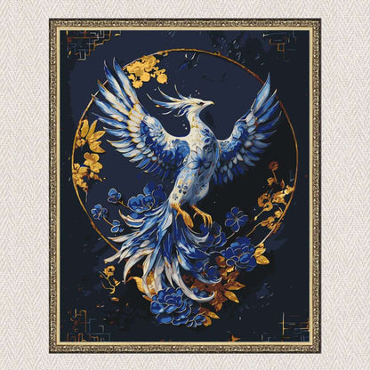 Maľovanie podľa čísel - Fénix s metalickými farbami LW3447