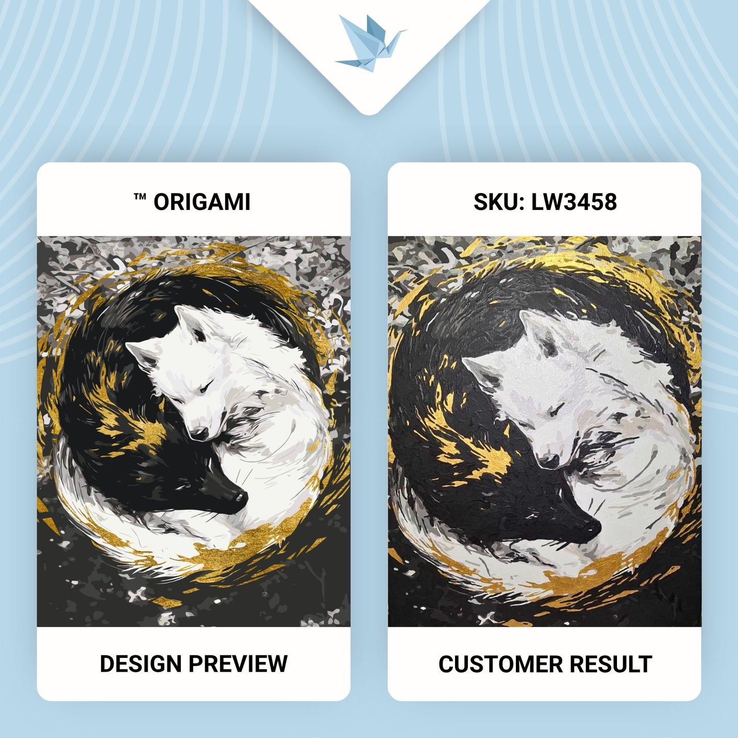 Maľovanie podľa čísel Zvieratá. Pár vlkov s metalickými farbami (jin jang) 40*50 cm LW 3458