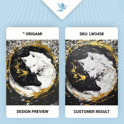 Maľovanie podľa čísel Zvieratá. Pár vlkov s metalickými farbami (jin jang) 40*50 cm LW 3458