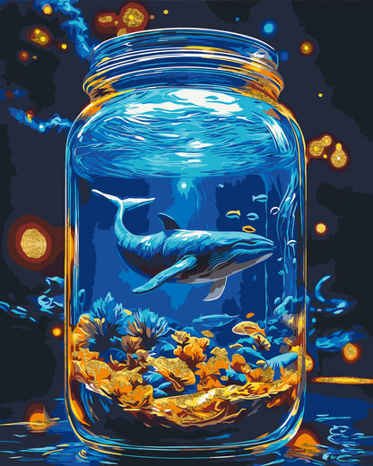 Maľovanie podľa čísel - Podmorský svet, veľryba s metalickými farbami 40*50 cm LW 3461