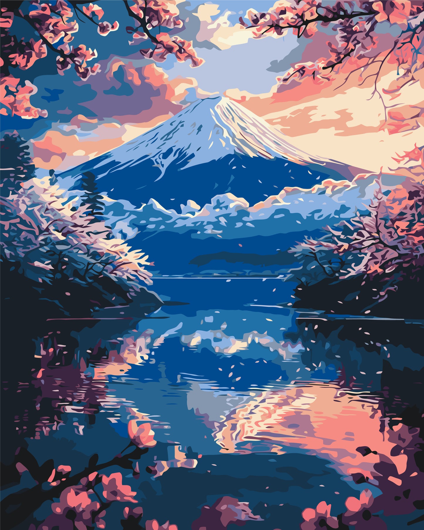 Maľovanie podľa čísel na ráme 40*50 cm - Nádherná Fudži - Krajinka - LW 3464