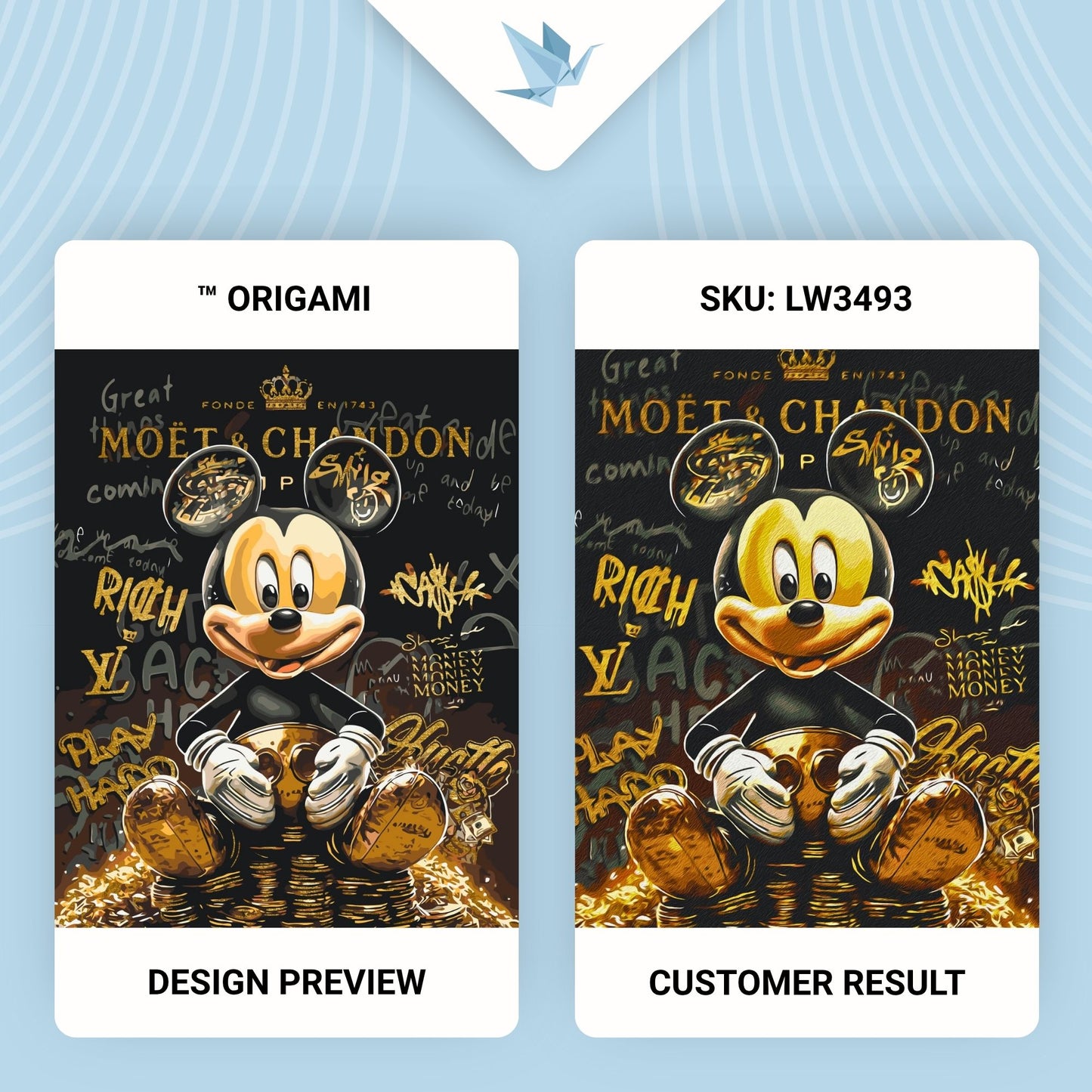 Maľovanie podľa čísel Mickey Mouse s metalickými farbami 40*50 cm LW 3493