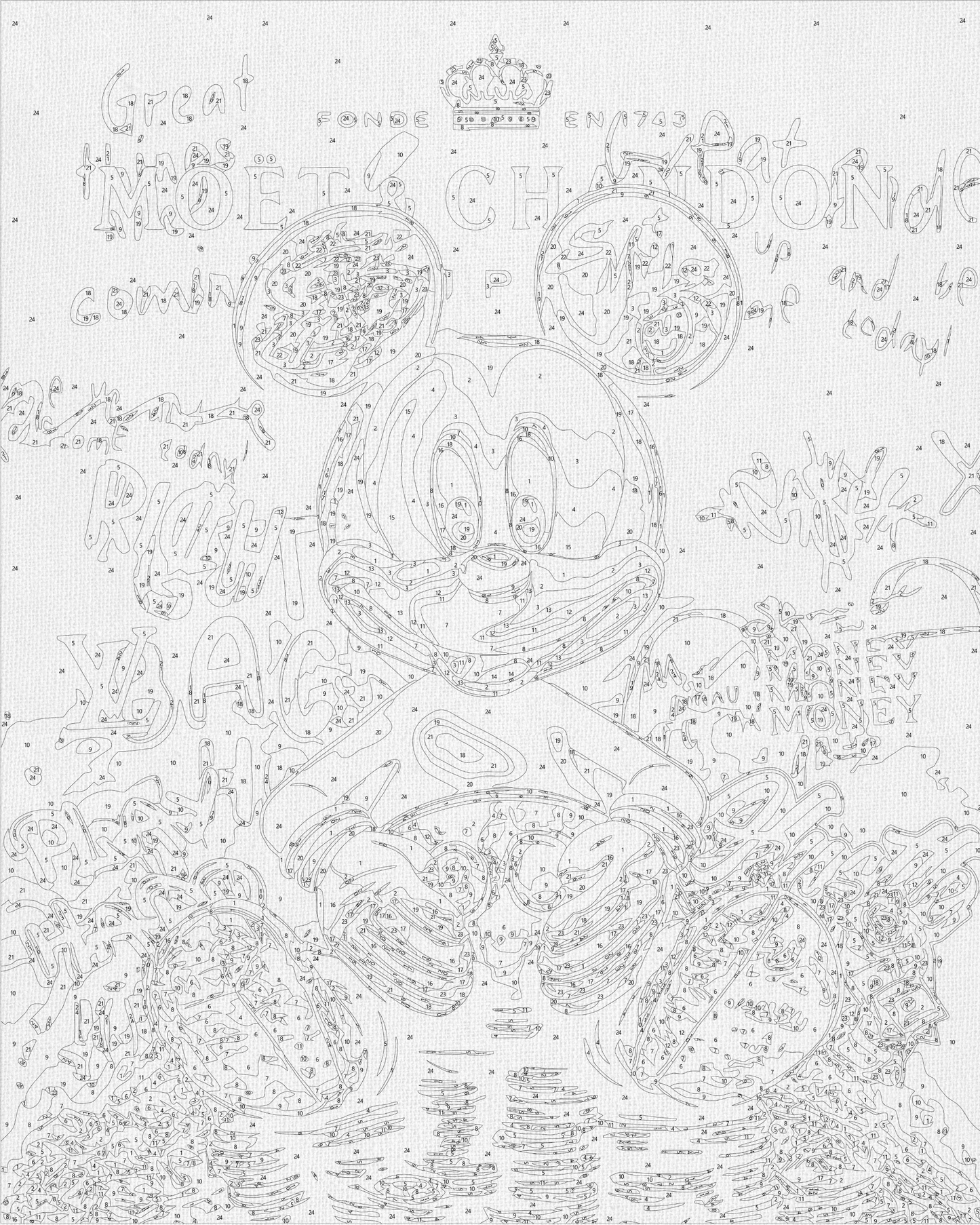 Maľovanie podľa čísel Mickey Mouse s metalickými farbami 40*50 cm LW 3493
