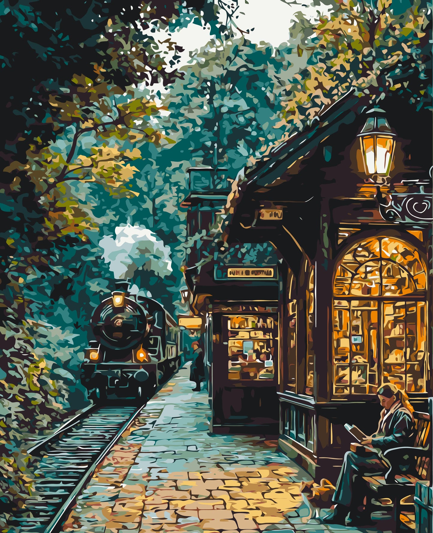 Maľovanie podľa čísel – V očakávaní vlaku.  40*50 cm LW 3494