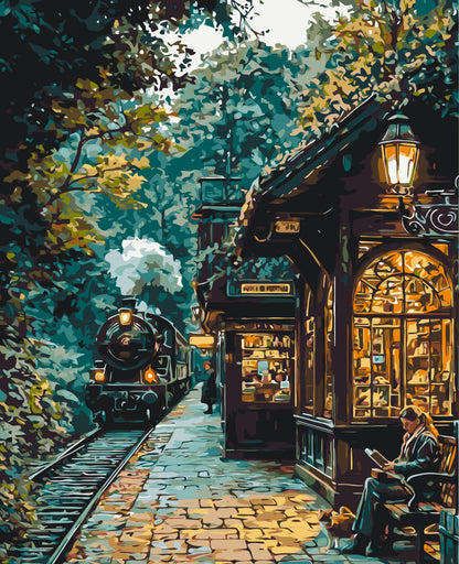 Maľovanie podľa čísel – V očakávaní vlaku.  40*50 cm LW 3494