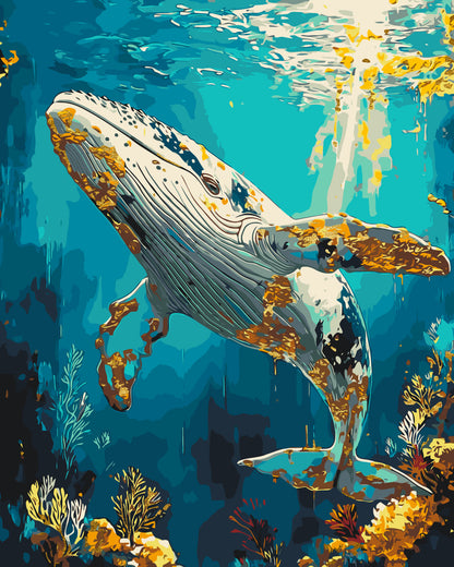 Maľovanie podľa čísel Podmorský svet, veľryba s metalickými farbami 40*50 cm LW 3495