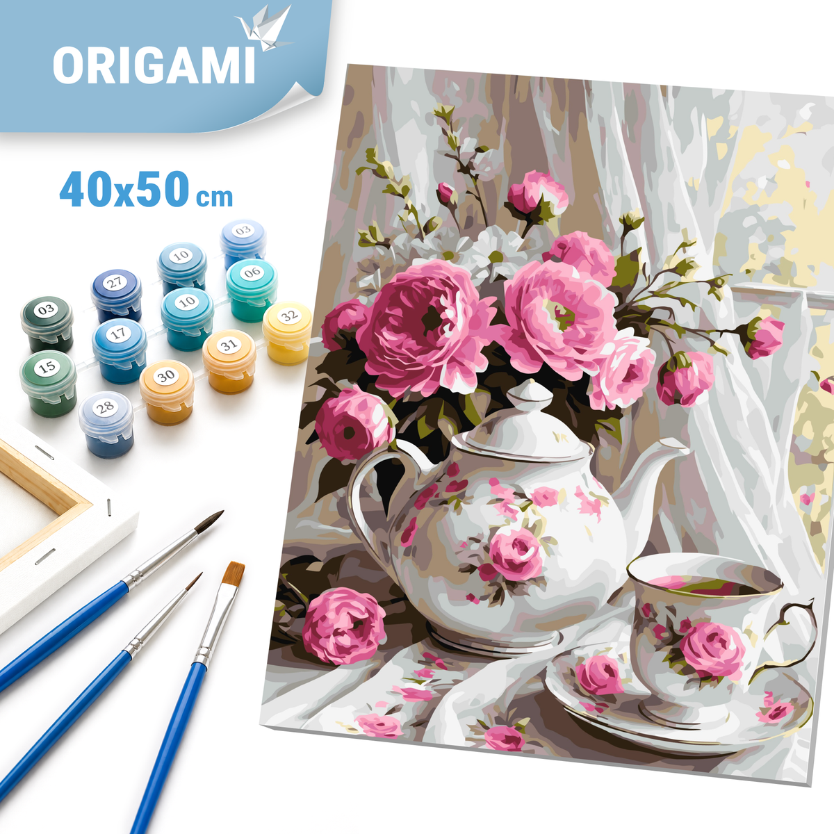 Maľovanie podľa čísel na ráme 40*50 cm - Čaj s kvetmi - Kvety/Zátišie - LW 3506
