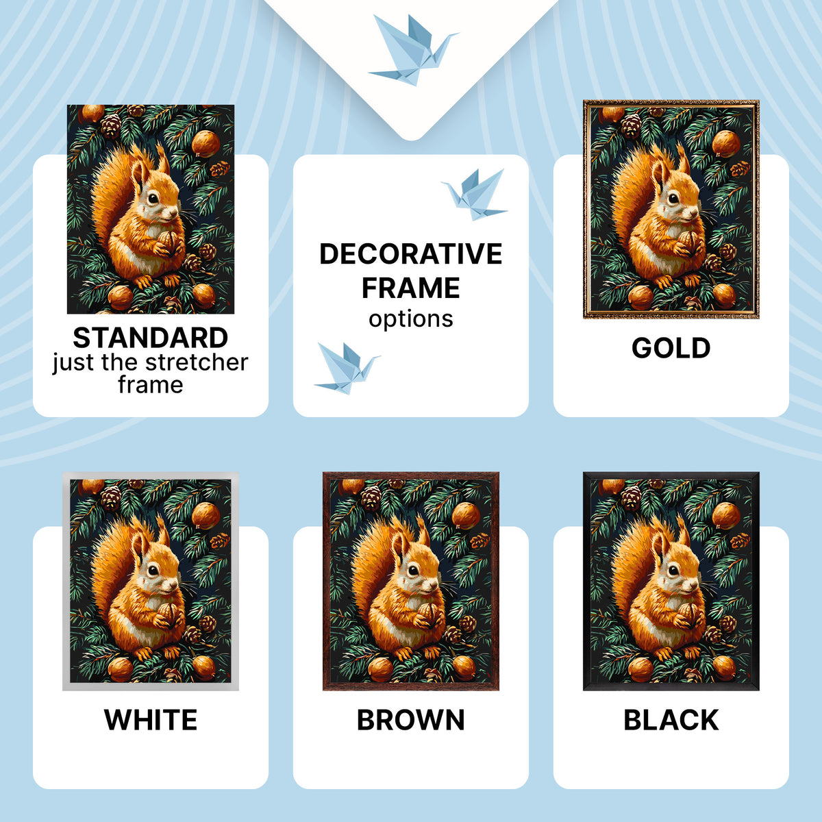 Maľovanie podľa čísel na ráme 40*50 cm – Zvieratá. Veverička s orechom LW 3508
