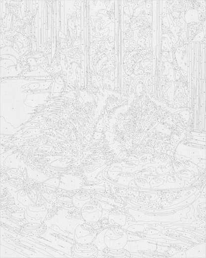 Maľovanie podľa čísel – Zvieratá. Spiace mačiatko na okne 40*50 cm LW 3510