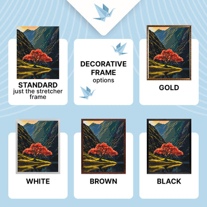 Maľovanie podľa čísel na ráme 40*50 cm krajinka – Strom medzi horami LW 3514