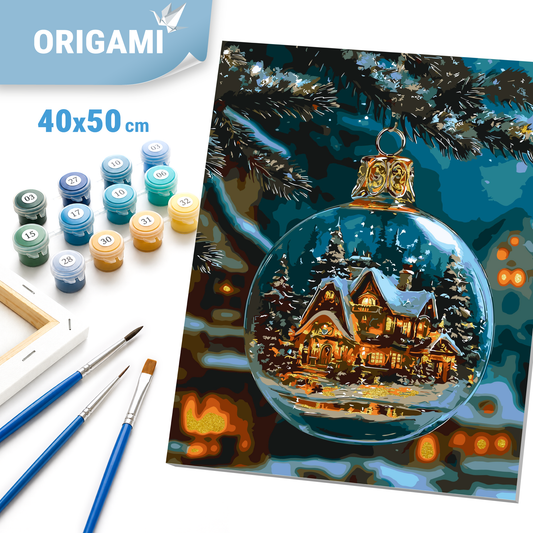 Maľovanie podľa čísel na ráme 40*50 cm Zimné / Vianočné Noc s metalickými farbami - LW 3550