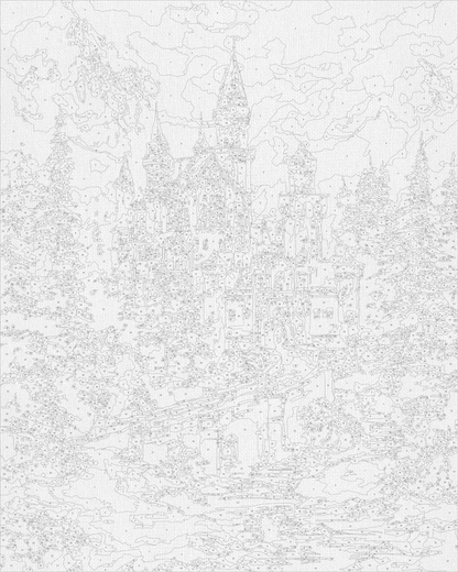 Maľovanie podľa čísel Zimná krajina. Hrad v zimných horách 40*50 cm LW 3553