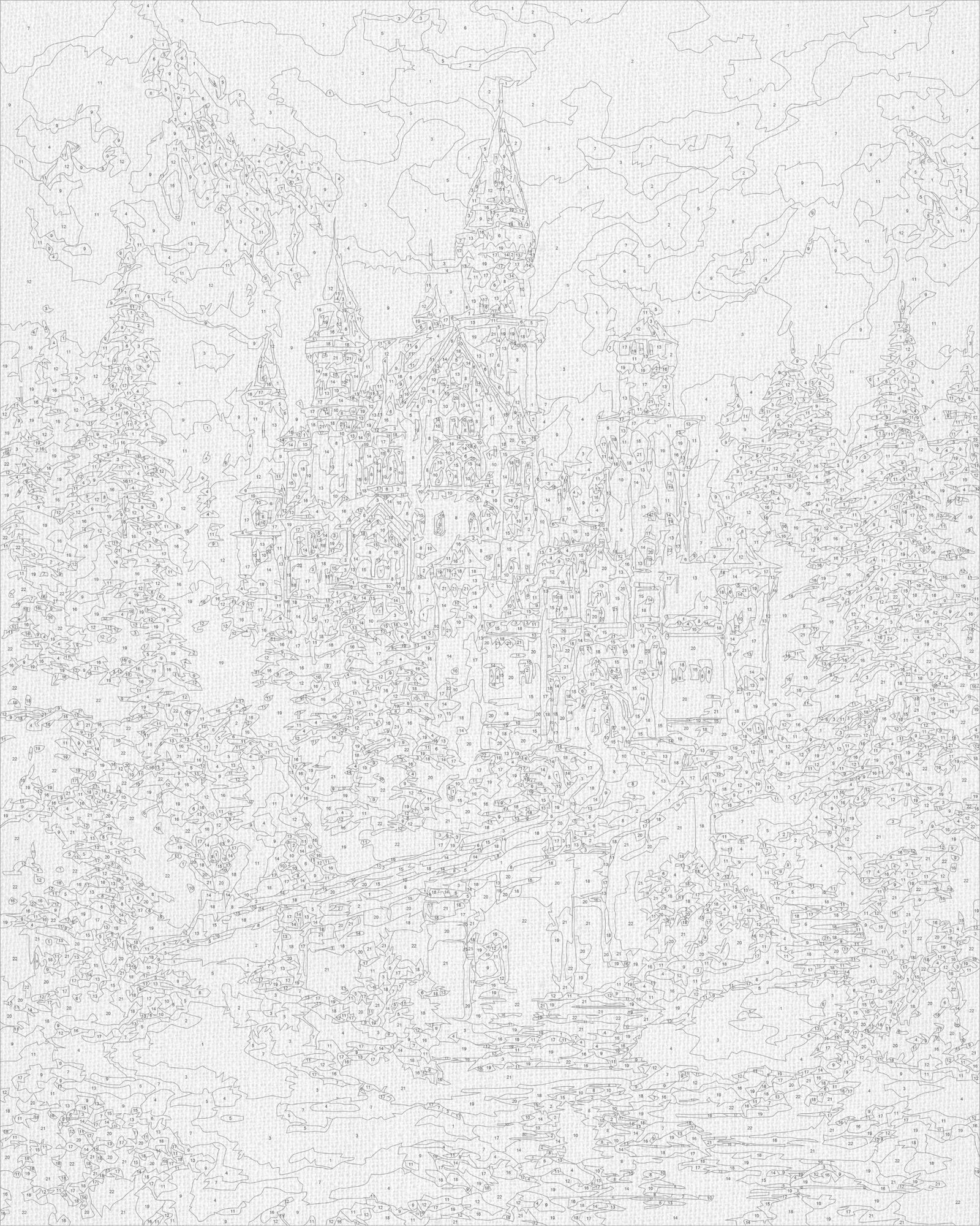 Maľovanie podľa čísel na ráme 40*50 cm Zimná krajinka. Hrad v zimných horách LW 3553