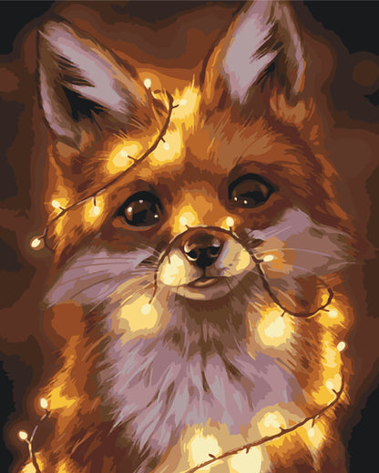 Maľovanie podľa čísel – Zvieratá. Líščie mláďa v girlande 40*50 cm LW 380