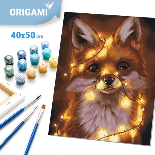 Maľovanie podľa čísel na ráme 40*50 cm – Zvieratá. Líščie mláďa v girlande LW 380