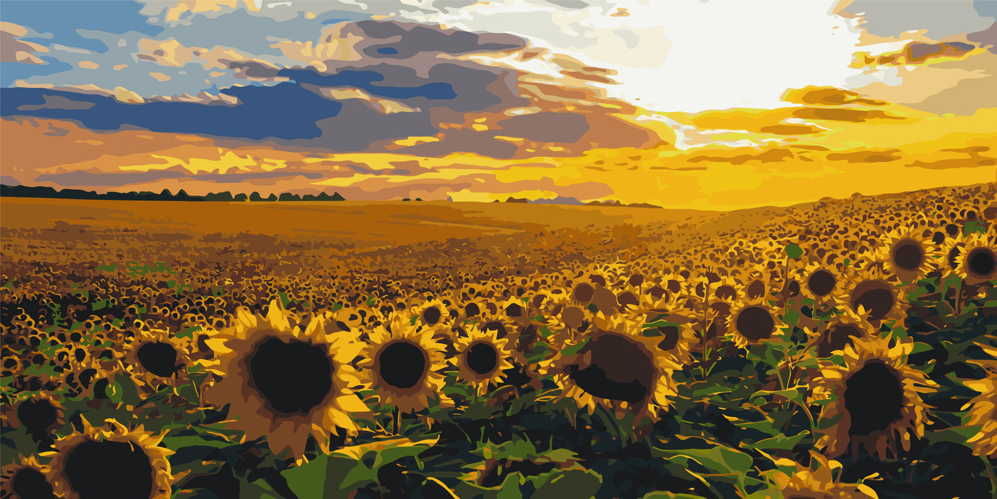 Maľovanie podľa čísel krajinka Slnečnicové pole 40×80 cm LW 5099