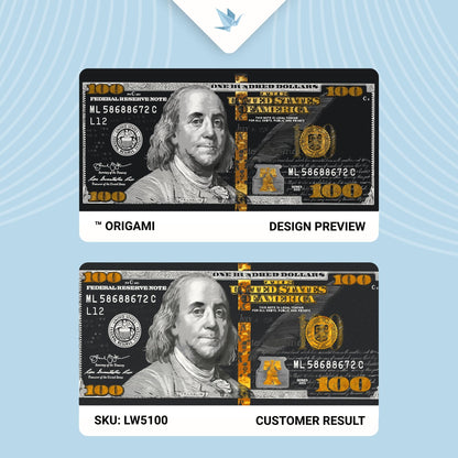 Maľovanie podľa čísel Franklin. Dolár (100 dolárov) s metalickými farbami (zlato) 40×80 cm LW 5100