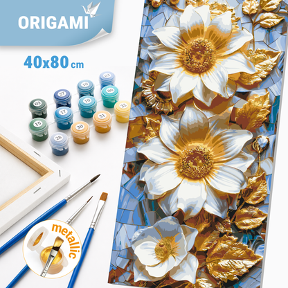 Maľovanie podľa čísel na ráme 40*80 cm - Vznešené kvety - Kvety s metalickými farbami - LW 5103