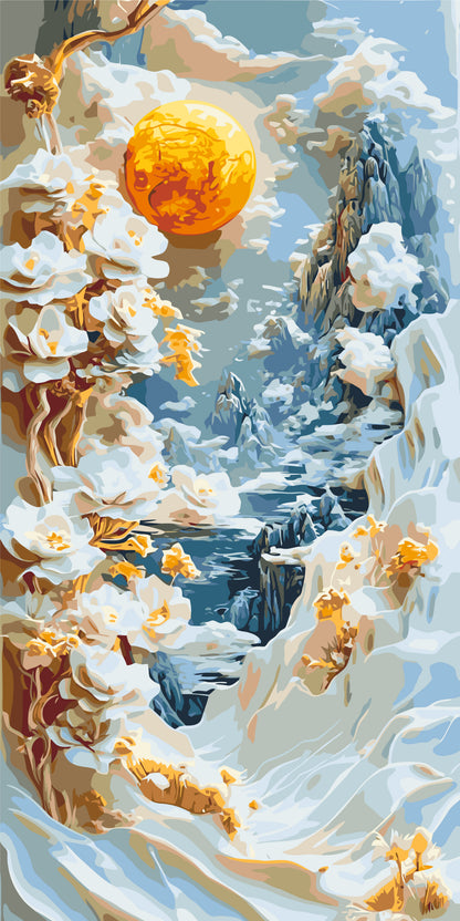Maľovanie podľa čísel na ráme 40*80 cm - Abstrakcia: horské kvety - Kvety/Krajinka - LW 5104