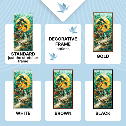 Maľovanie podľa čísel na ráme 40*80 cm - Abstrakcia: horský vodopád - Krajinka s metalickými farbami - LW 5105