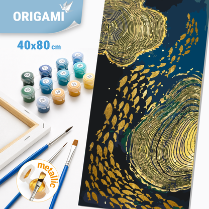 Maľovanie podľa čísel na ráme 40*80 cm - Abstrakcia s metalickými farbami - LW 5107