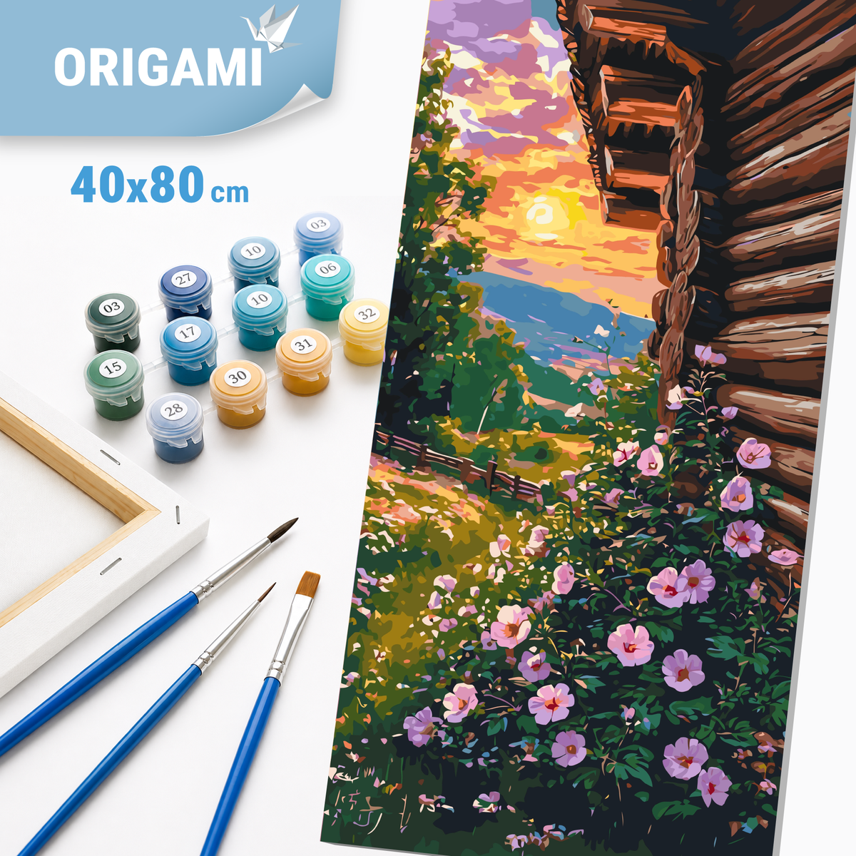 Maľovanie podľa čísel na ráme 40*80 cm - Kvetinový letný večer - Krajinka/Kvety - LW 5114