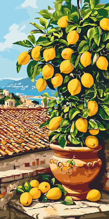 Maľovanie podľa čísel Zátišie. Citrusovník (citrón) 40×80 cm LW 5116