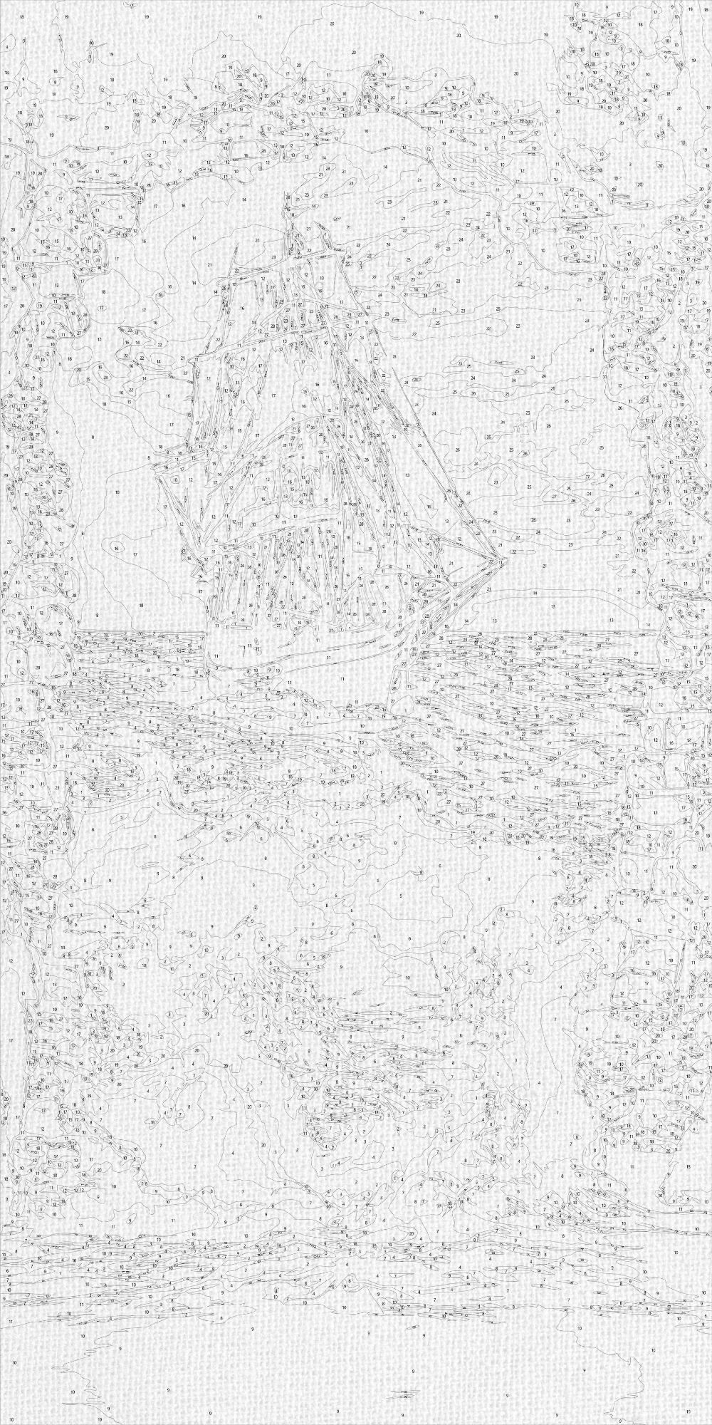 Maľovanie podľa čísel na ráme 40*80 cm - Loď na mori - Krajinka - LW 5119