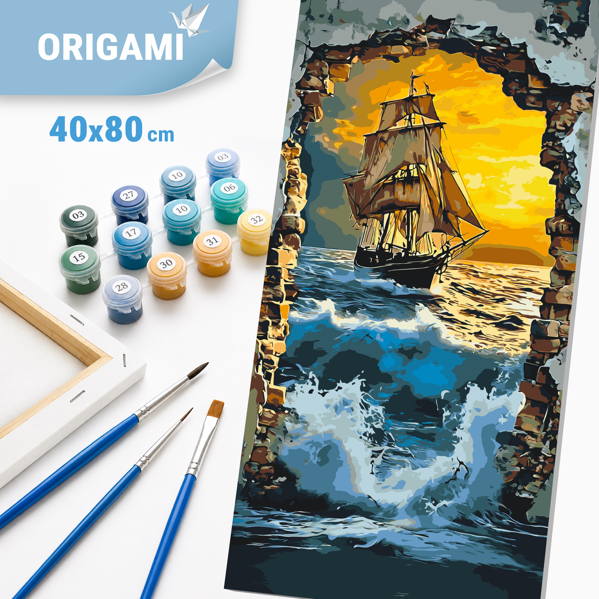 Maľovanie podľa čísel na ráme 40*80 cm - Loď na mori - Krajinka - LW 5119