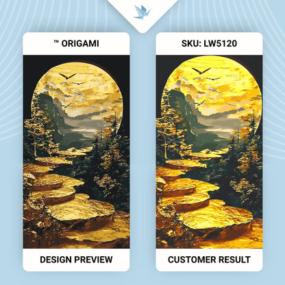 Maľovanie podľa čísel. Cesta k úsvitu s metalickými farbami 40×80 cm LW 5120