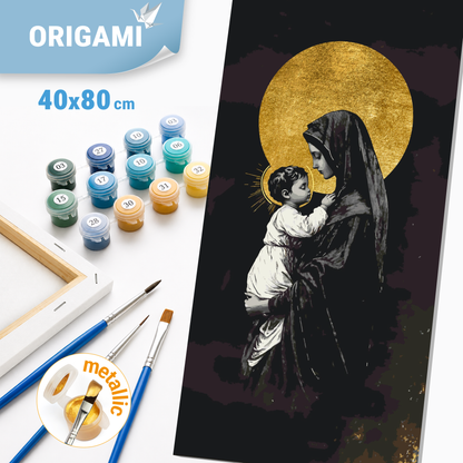 Maľovanie podľa čísel na ráme 40*80 cm - Mária a Ježiš - Náboženstvo s metalickými farbami - LW 5128