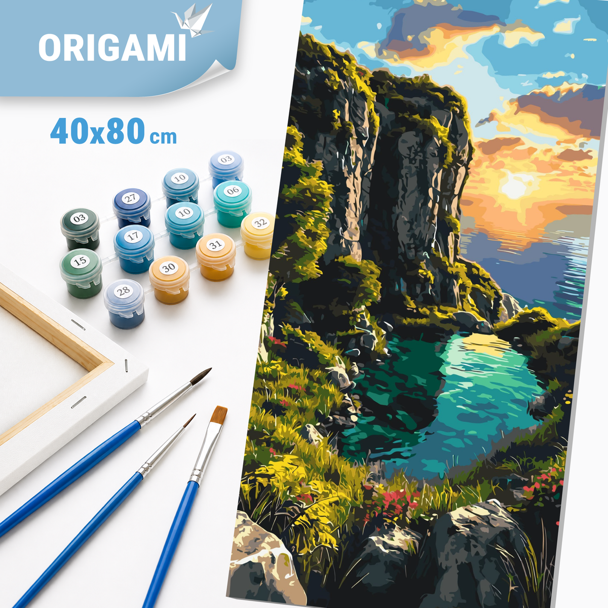 Maľovanie podľa čísel na ráme 40*80 cm - Večerná zátoka - Krajinka - LW 5129